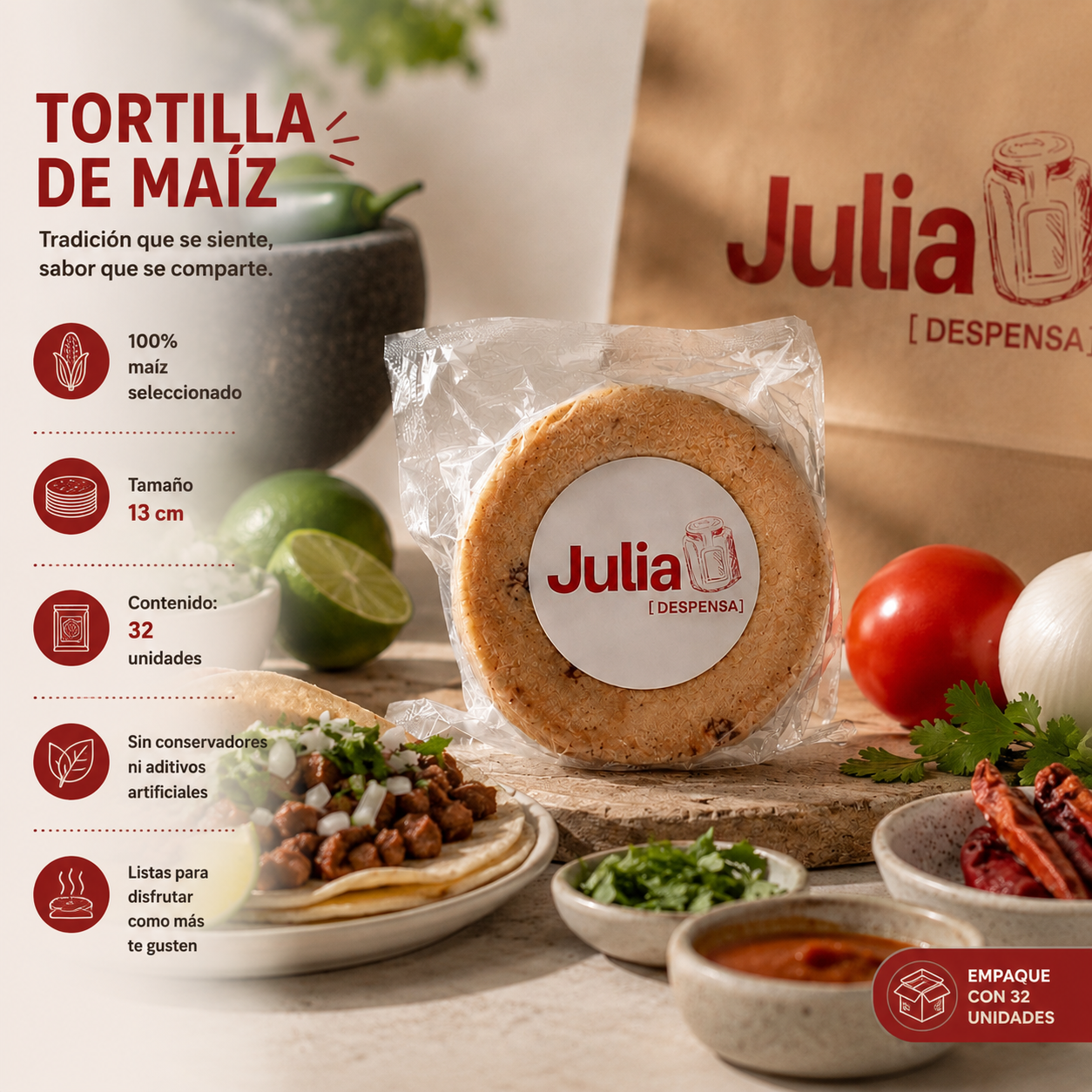 Tortillas de maíz 13cm